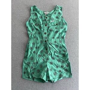 Ideas Jumpsuit Romper‎ VINTAGE Women's Size M Sleeveless Green 80s Retro
